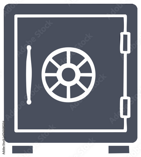Robust strongbox icon with combination lock for secure valuable storage and financial protection.