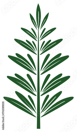 Stylized Green Branch Illustration Simple Leaf Shapes Design Template Element