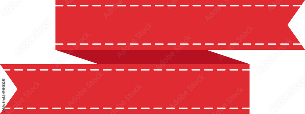 Obraz premium Red Ribbon with White Dashed Border Banners and Labels - Flat Design Illustration 