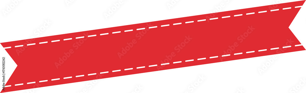 Fototapeta premium Red Ribbon with White Dashed Border Banners and Labels - Flat Design Illustration 