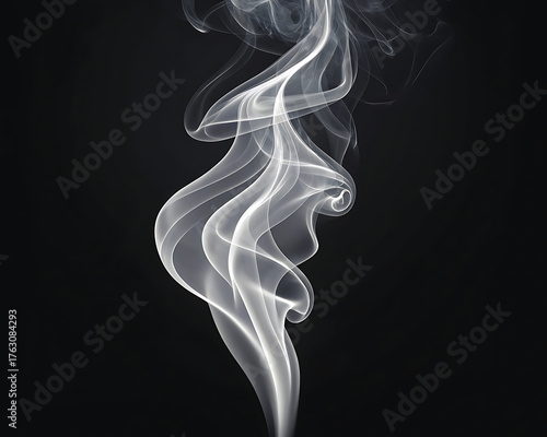 Soft White Smoke Curl Rising on Dark Background