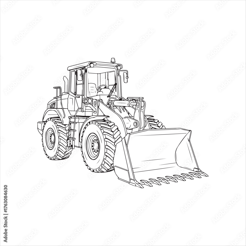Naklejka premium Bulldozer construction equipment illustration with red and yellow accents