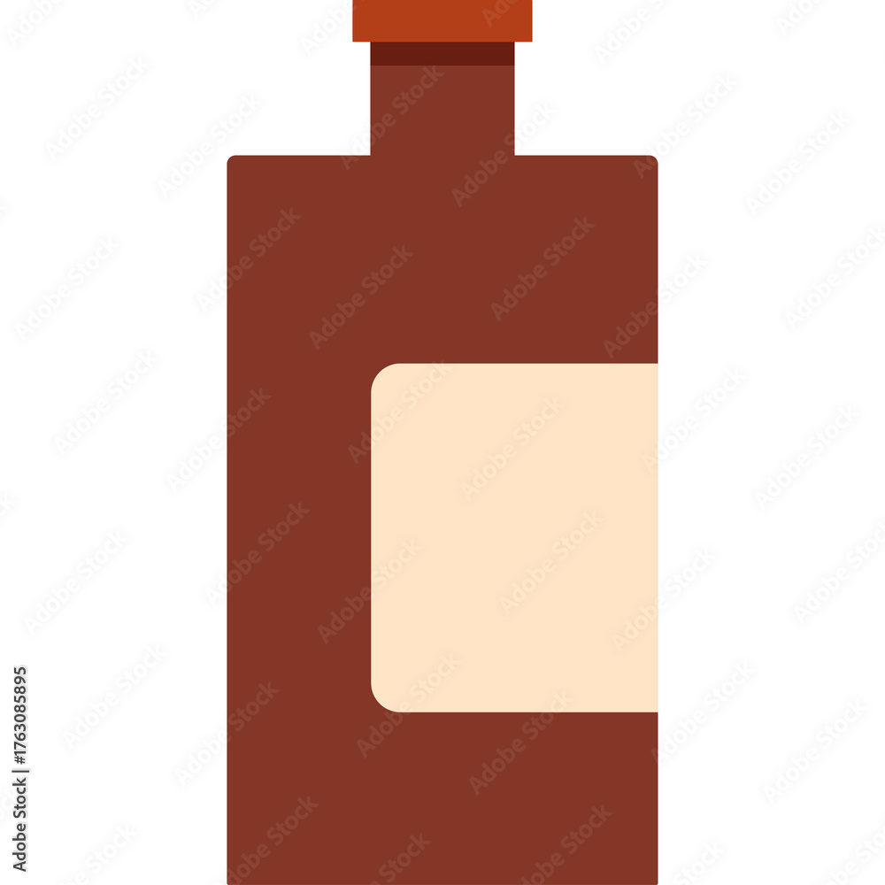 Obraz premium A brown glass bottle with a beige label and a brown cap isolated on a white background