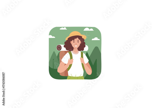 Backpacking Adventures A Cheerful Traveler in Nature's Embrace, Enjoying Leisurely Hikes