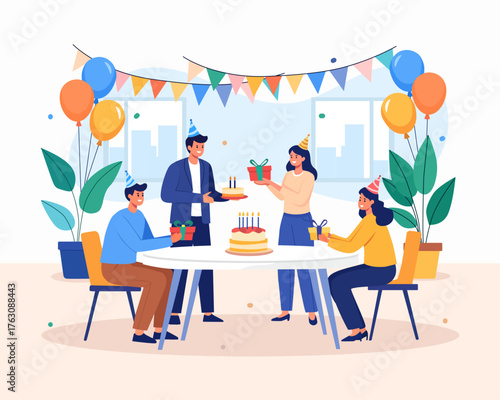Birthday background in flat design