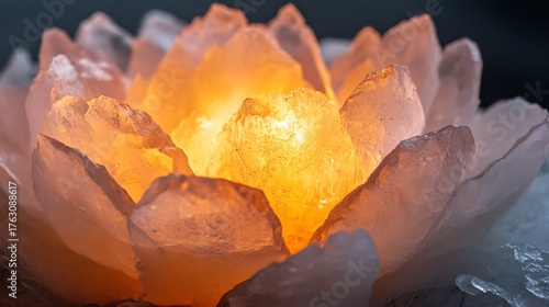 Warm glowing crystal lotus flower meditation zen ambiance
