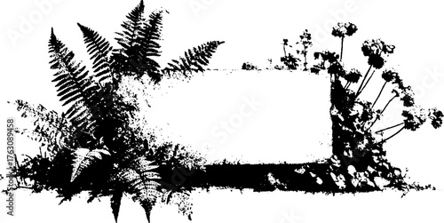 Monochrome halftone botanical design for cards or posters