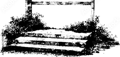 Black and white halftone illustration of rug and frame - retro design for print