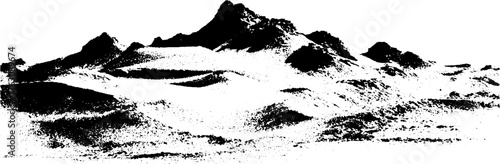 Black and white halftone sand texture landscape for retro design