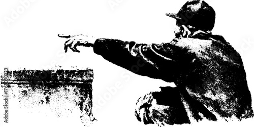 Urban grunge stencil art in black and white for edgy designs