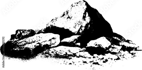 Vintage halftone illustration of stone surface with xerox effect for design and print projects