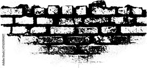 Gritty halftone illustration of subway tile in black and white for grunge design