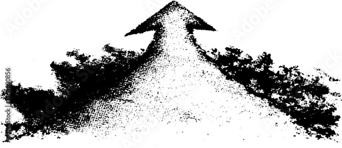Abstract black and white upward arrow design with halftone effect for graphic use