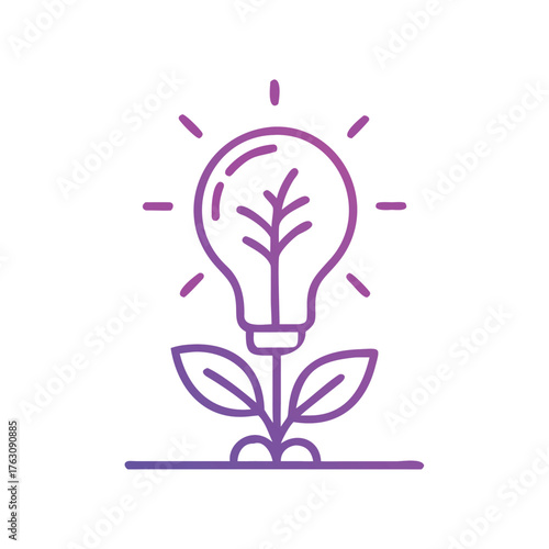 Tree growing from light bulb base, idea growth concept