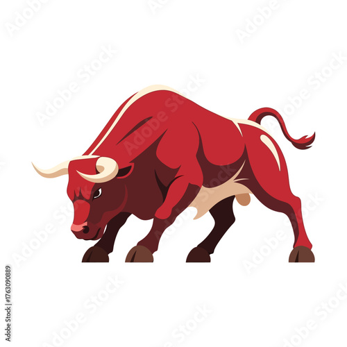 Powerful bull animal in side view