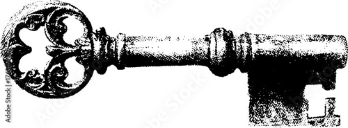 Vintage key halftone design for retro aesthetic and print projects