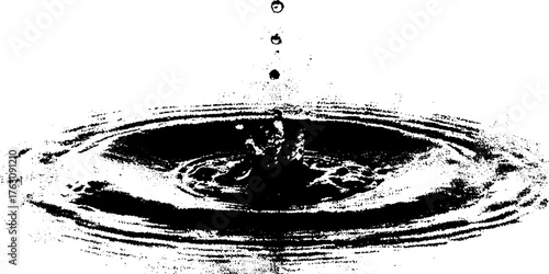 Black and white halftone illustration of water ripple effect for design projects