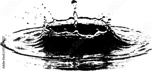 Black and white halftone illustration of water ripple effect design for art posters