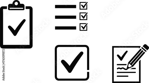 Checklist icons representing tasks completed and to-do items vector