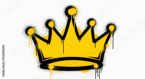 Golden Crown Graffiti Symbol of Royalty and Power in Street Art Style - Striking Visual Design