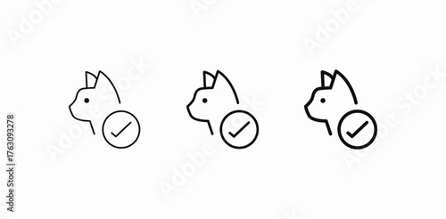 cat head verified check icon sign vector