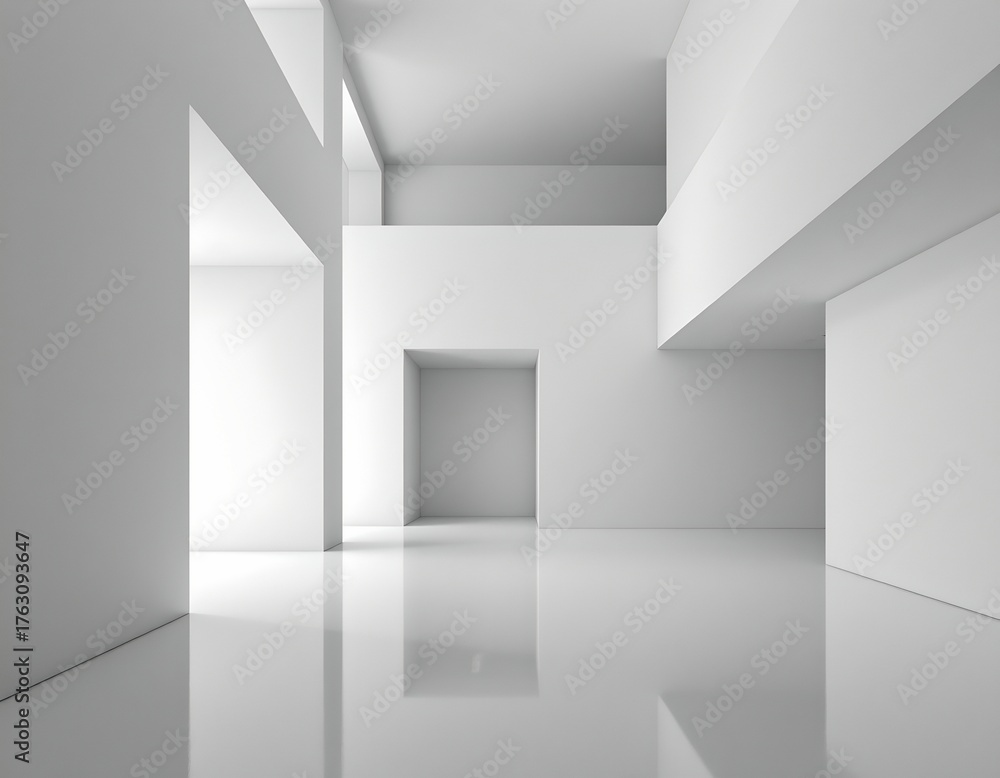 Fototapeta premium Minimalist Modern Interior with Geometric Architecture
