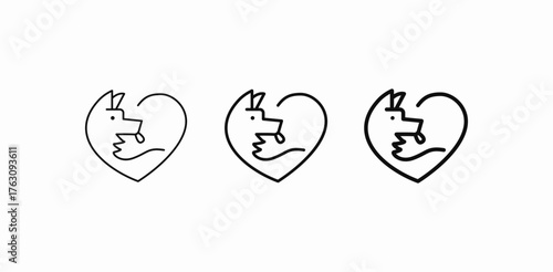 dog heart outline love icon sign vector