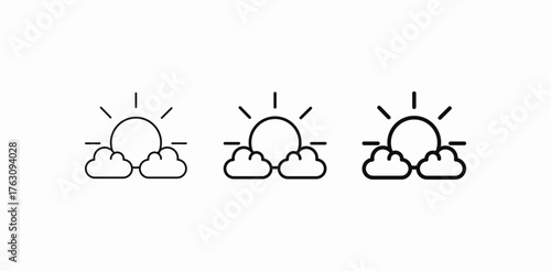 sun peeking clouds icon sign vector