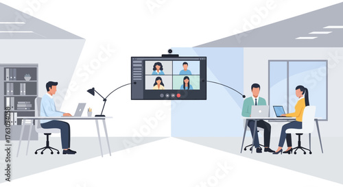 Virtual Meeting People Connecting Online for Collaboration