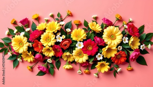 Wallpaper Mural Vibrant Floral Arrangement Against Bright Monochrome Torontodigital.ca