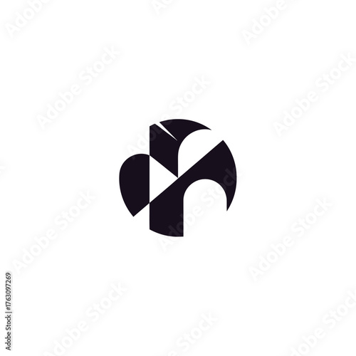 Abstract geometric circular logo design element.