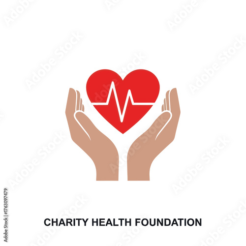 Charity Health Foundation Logo with Hands and Heartbeat.