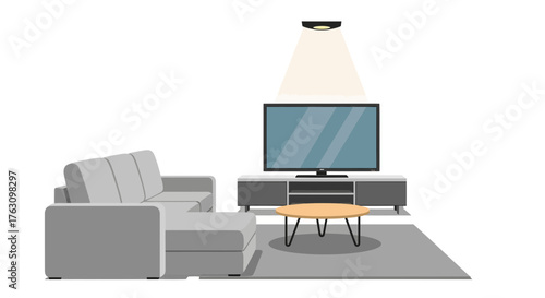 Modern living room setup with a comfortable sofa and entertainment center.
