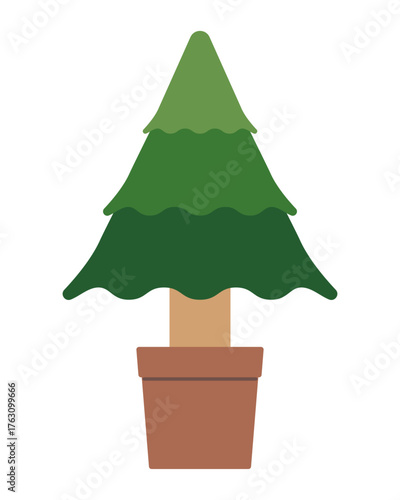 植木鉢に植えたモミの木のイラスト