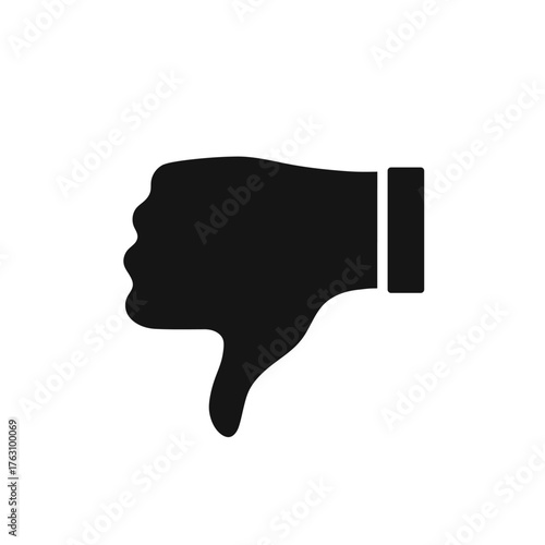 Black dislike icon vector thumbs down symbol template