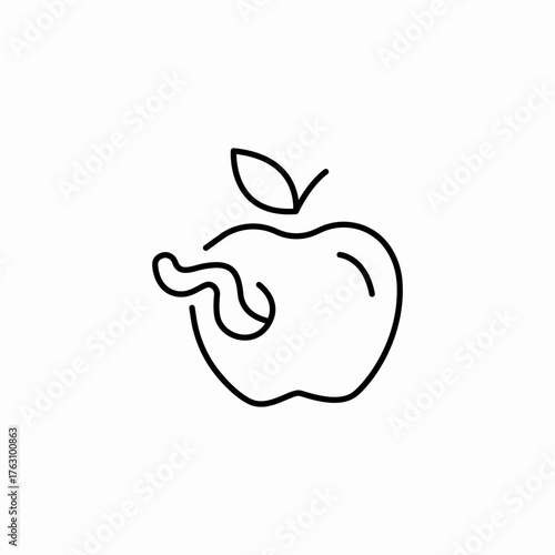 apple with worm icon sign vector