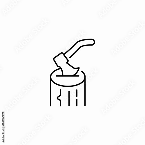 axe on log icon sign vector