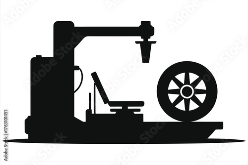 Professional Wheel Balancing Machine in Auto Shop – Tire Alignment Tool, Car Maintenance Equipment, Garage Service Device, Precision Automotive Repair Tech, Rotating Wheel Calibration for Smooth 