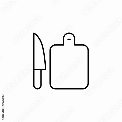 cutting board knife icon sign vector