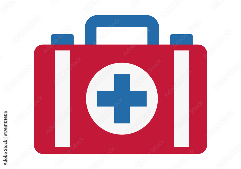 Obraz premium First Aid Kit Flat Colored Icon for Medical Emergency and Safety Concept