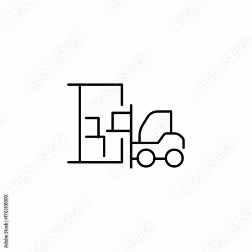 forklift moving boxes icon sign vector