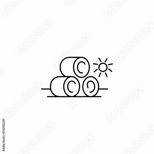 hay bales sun icon sign vector