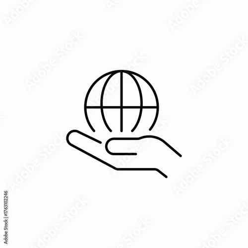 holding global earth icon sign vector