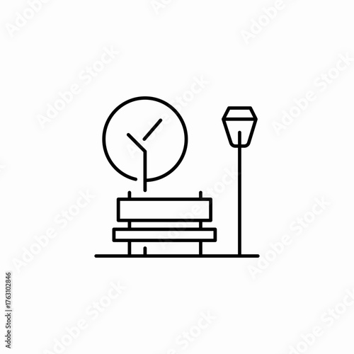 park bench tree icon sign vector