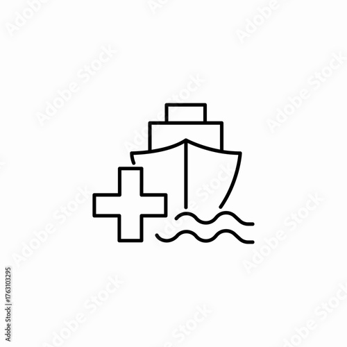 ship medical aid icon sign vector