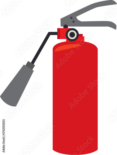 red fire extinguisher Displays a fire extinguisher. Full-frame composition, red-gray tone. Flat design style