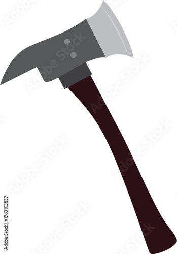 axe isolated on white hows a fire axe. Full-frame composition, gray tone. Flat design style