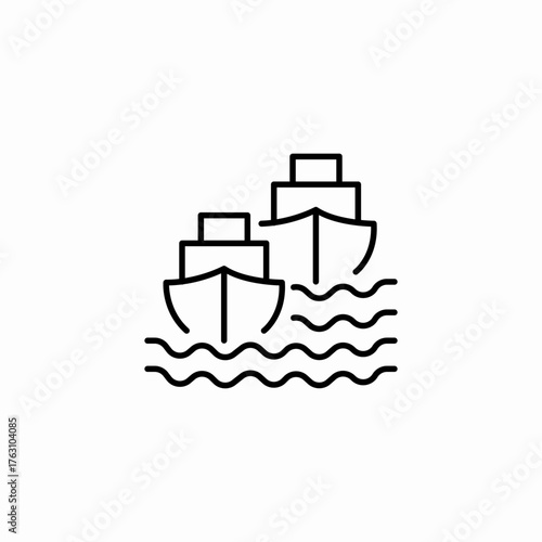 two ships sailing icon sign vector