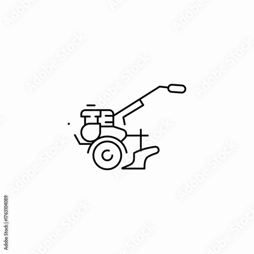 walking tractor plow icon sign vector