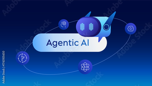 AI Robot Assistant robot with Chatbot and Icons including medical, science, brain, automation system for Artificial Intelligence and Agentic Ai Concepts. Generate Prompt Text Vector Illustration.